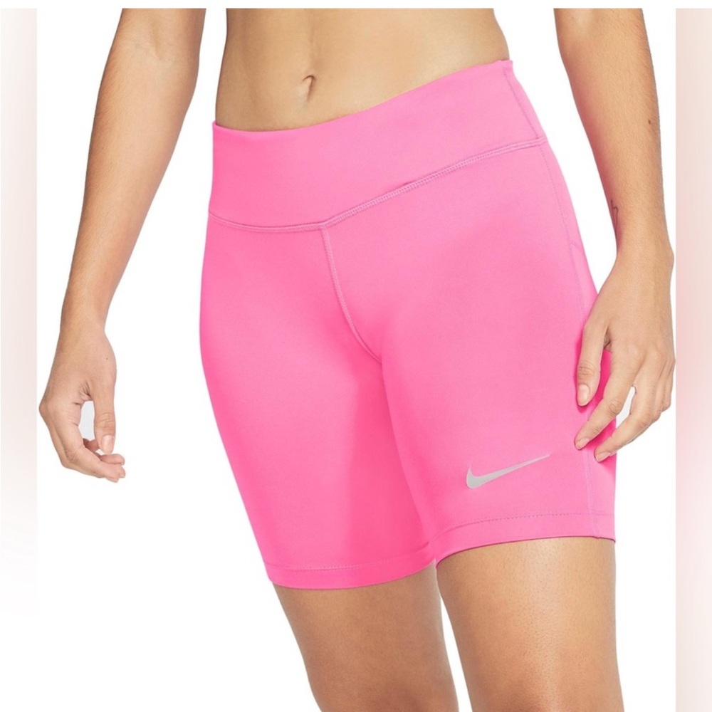 Nike Mid-Thigh Running athletic biker Shorts Barbie bubble gum Pink Glow size S